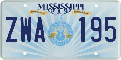 MS license plate ZWA195