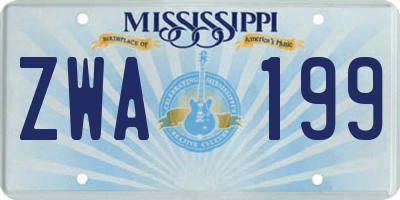 MS license plate ZWA199