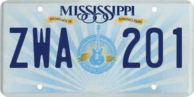 MS license plate ZWA201