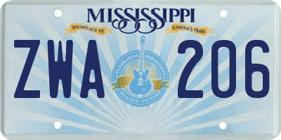 MS license plate ZWA206