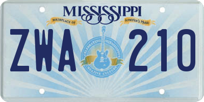 MS license plate ZWA210