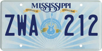 MS license plate ZWA212