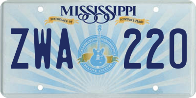 MS license plate ZWA220