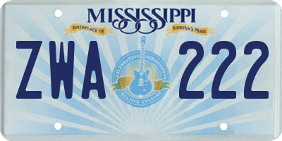 MS license plate ZWA222