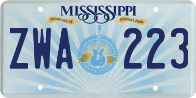 MS license plate ZWA223