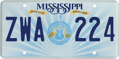 MS license plate ZWA224