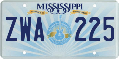 MS license plate ZWA225
