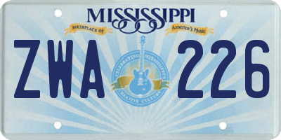 MS license plate ZWA226