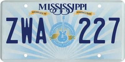 MS license plate ZWA227