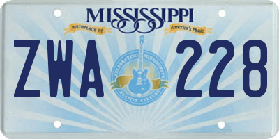 MS license plate ZWA228