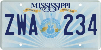 MS license plate ZWA234