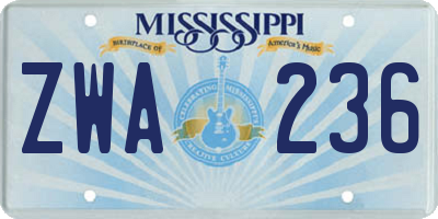 MS license plate ZWA236