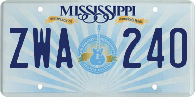 MS license plate ZWA240