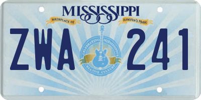 MS license plate ZWA241