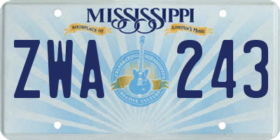 MS license plate ZWA243