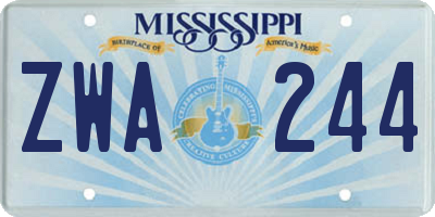 MS license plate ZWA244