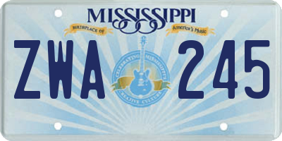 MS license plate ZWA245