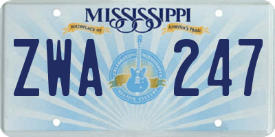 MS license plate ZWA247
