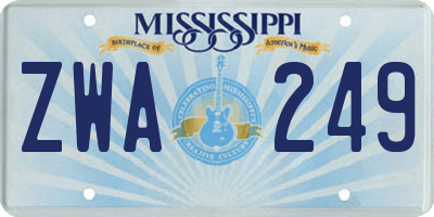 MS license plate ZWA249