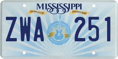 MS license plate ZWA251