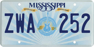 MS license plate ZWA252