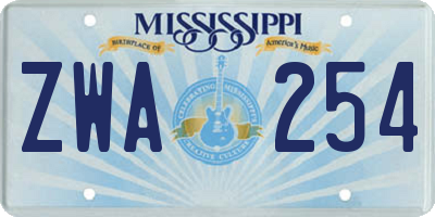 MS license plate ZWA254