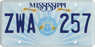 MS license plate ZWA257