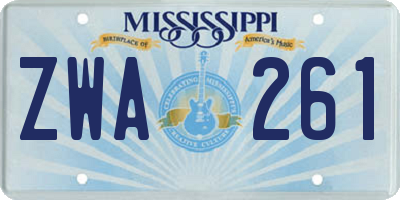 MS license plate ZWA261