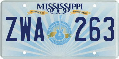 MS license plate ZWA263