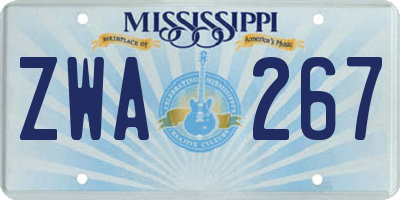 MS license plate ZWA267