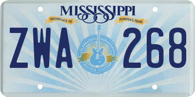 MS license plate ZWA268