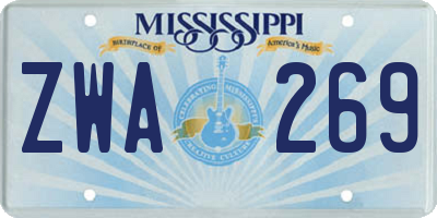MS license plate ZWA269