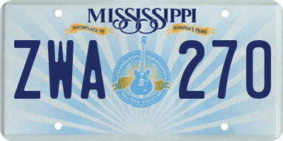 MS license plate ZWA270