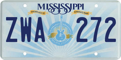MS license plate ZWA272