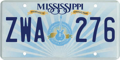 MS license plate ZWA276