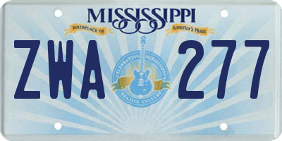 MS license plate ZWA277