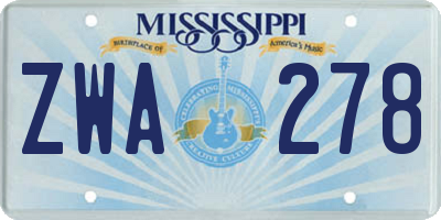 MS license plate ZWA278