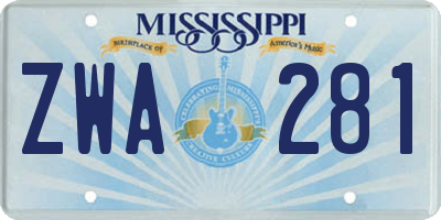 MS license plate ZWA281