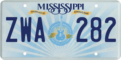 MS license plate ZWA282
