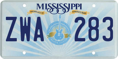 MS license plate ZWA283