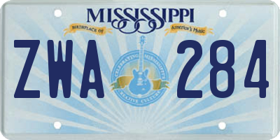 MS license plate ZWA284