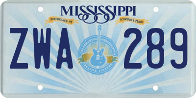 MS license plate ZWA289