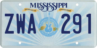 MS license plate ZWA291