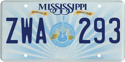 MS license plate ZWA293