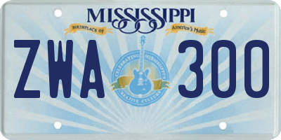 MS license plate ZWA300