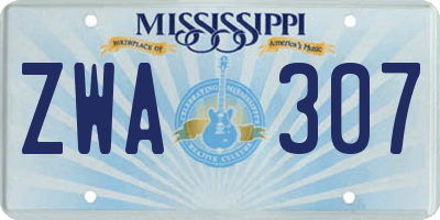MS license plate ZWA307