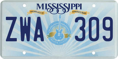 MS license plate ZWA309