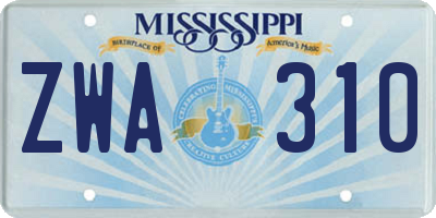 MS license plate ZWA310