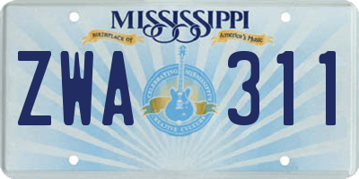 MS license plate ZWA311