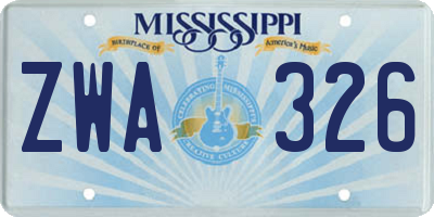 MS license plate ZWA326